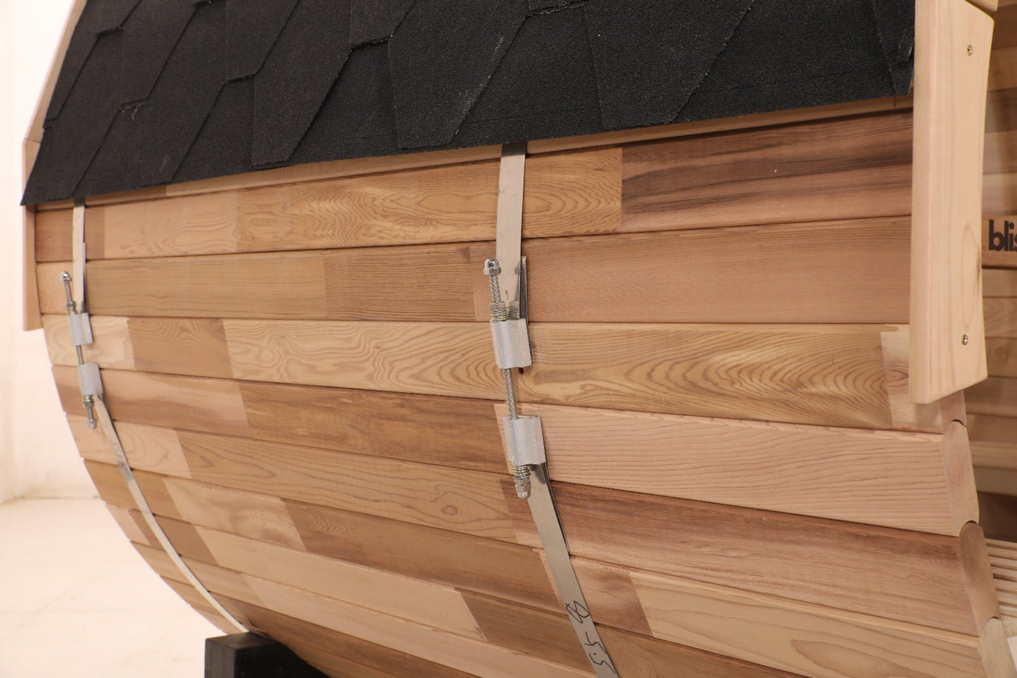 Blisspod | Prague | Canadian Red Cedar Outdoor Steam Barrel Sauna | Full Glass Back