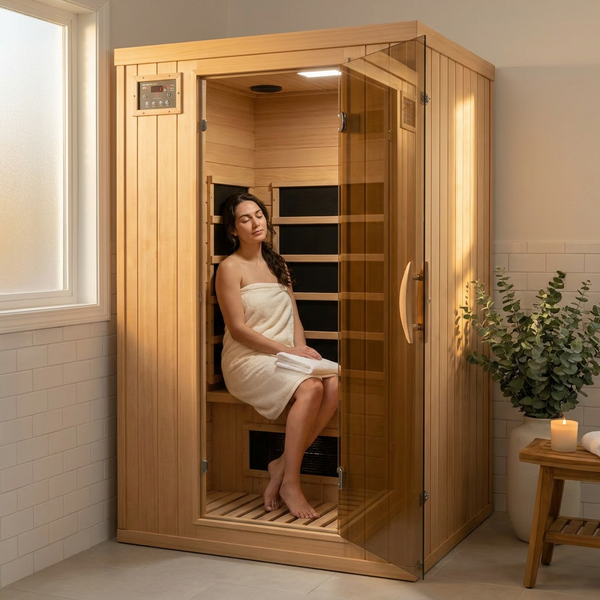 Infrared Sauna Crafted for Deep Restoration, 4 Low-EMF Carbon Heaters, Canadian Hemlock, Audio System