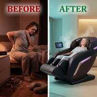 4D Massage Chairs Full Body,Zero Gravity Sl-Track Shiatsu Massage Chair Recliner,Core Heating,20 Massage Techniques,Deep Yoga Stretch,Foot Rollers, Ai Voice,Touch Screen,Wireless Charging — Before & After