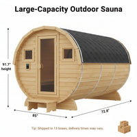 Traditional Sauna Built for 4-6 People, 6KW Electric Heater, Solid Wood Construction, Glass Door