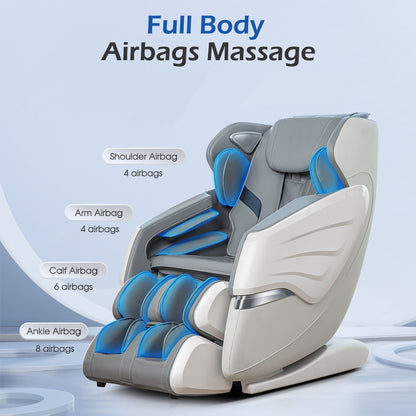 Bosscare - Brand New Update Gr8686 Massage Chairs With Ai Voice, App Control Sl Track Zero Gravity Full Body Massage Recliner - Gray