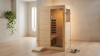 Far Infrared Sauna European Aspen Wood 1 Person Infrared Sauna for Home 905W Low EMF Mini Indoor Sauna with Bluetooth Speakers, Right Door — Lifestyle