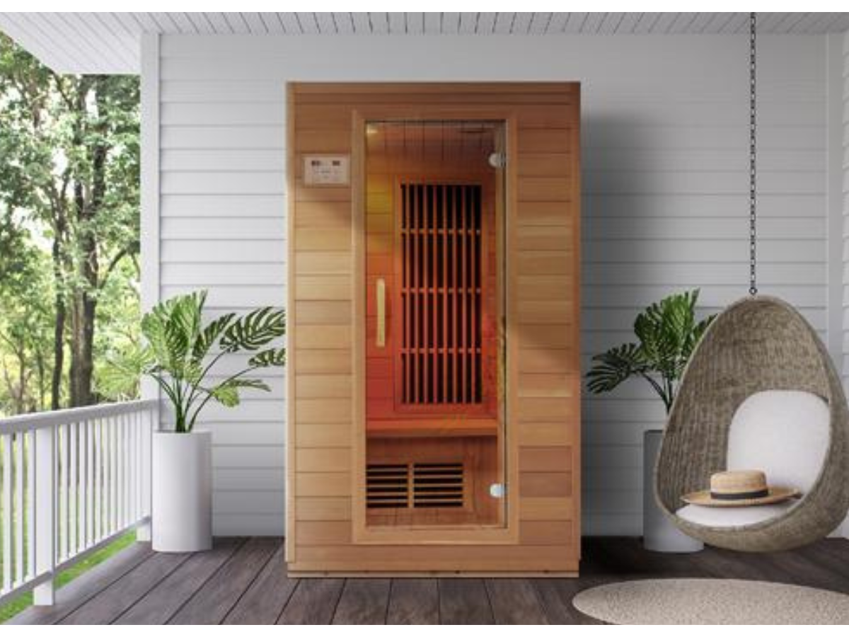 Blisspod, Vienna, Far Infrared Sauna Canadian Hemlock Very Low EMF Sauna, 4 Heaters – 2 Person