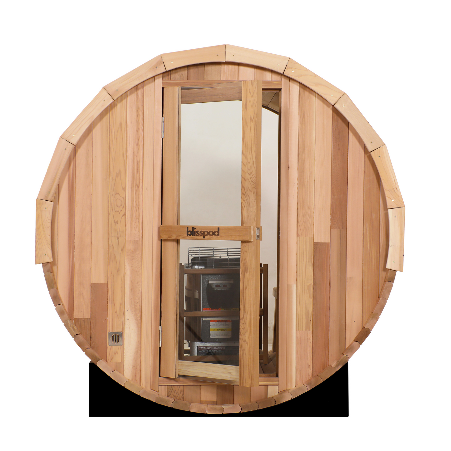 Blisspod | Prague | Canadian Red Cedar Outdoor Steam Barrel Sauna | Full Glass Back