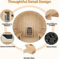 Traditional Sauna Built for 4-6 People, 6KW Electric Heater, Solid Wood Construction, Glass Door
