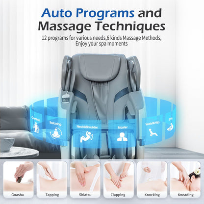 Bosscare - Brand New Update Gr8686 Massage Chairs With Ai Voice, App Control Sl Track Zero Gravity Full Body Massage Recliner - Gray
