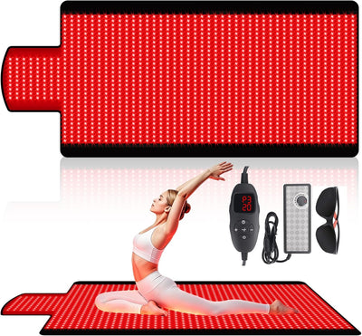 Red Light Therapy Mat for Full Body, 76.8'' X 33.4'' Red Light Therapy Blanket, 1370 (660Nm & 850Nm) Leds for Home Use, 3 Modes & Adjustable Timer, Premium Leather