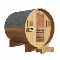 Outdoor Traditional Sauna, 4-6 Person Wooden Sauna, Steam Wet Wood Sauna with 220V with 6KW Heater, Sauna Stone, Thermometer