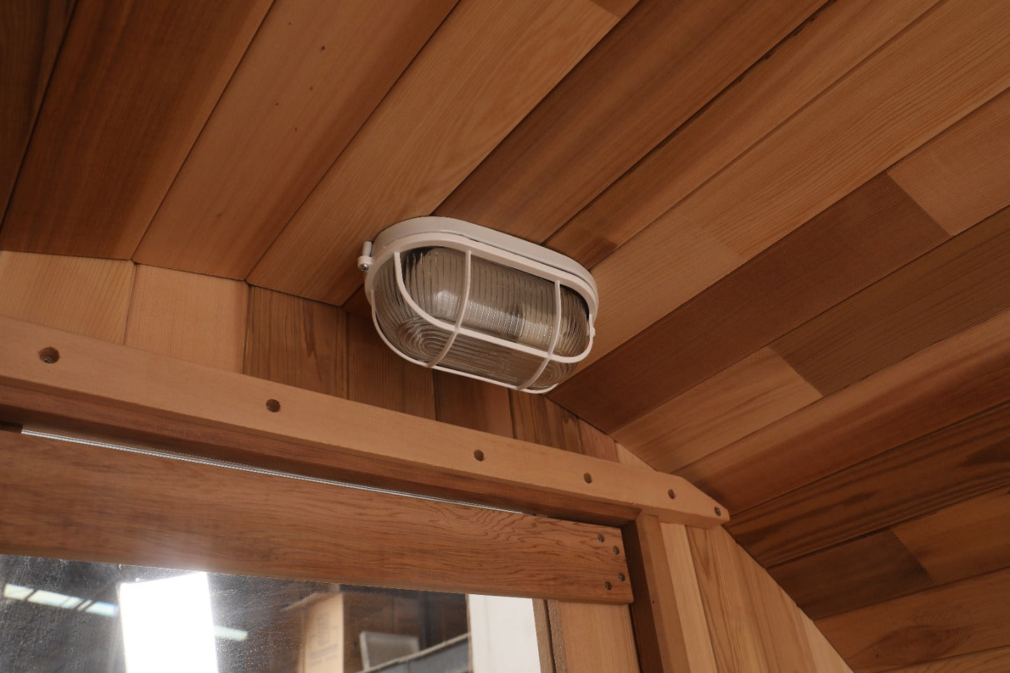 Blisspod | Prague | Canadian Red Cedar Outdoor Steam Barrel Sauna | Full Glass Back