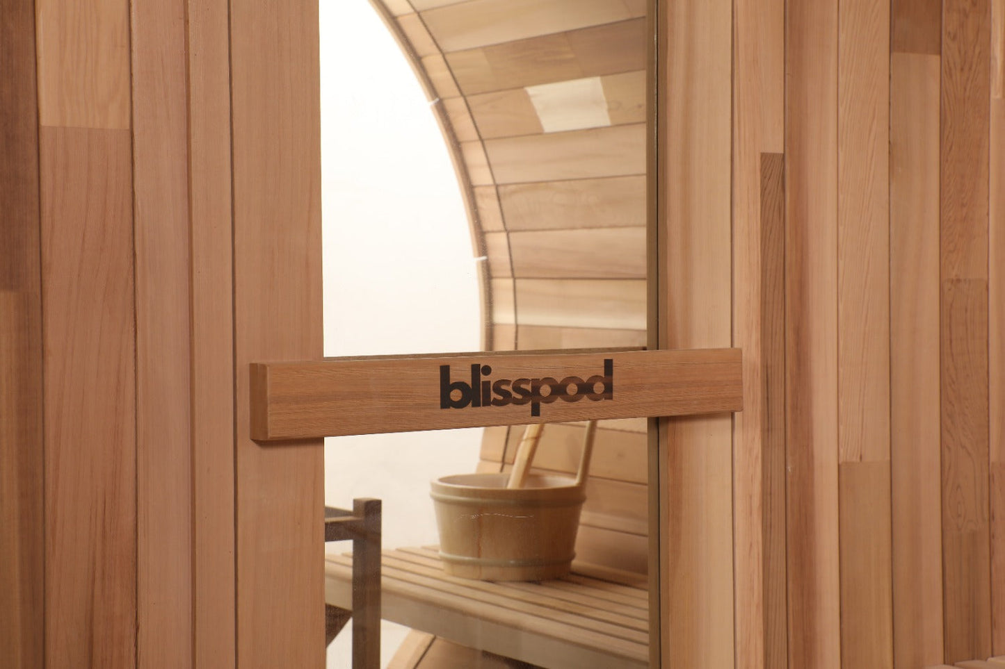 Blisspod | Prague | Canadian Red Cedar Outdoor Steam Barrel Sauna | Full Glass Back